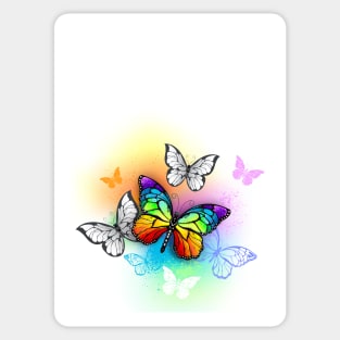 Background with Rainbow Butterflies Sticker